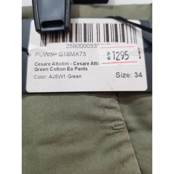Cesare Attolini Green Chino Pants Size 34. New With Tags. - Picture 2 of 5